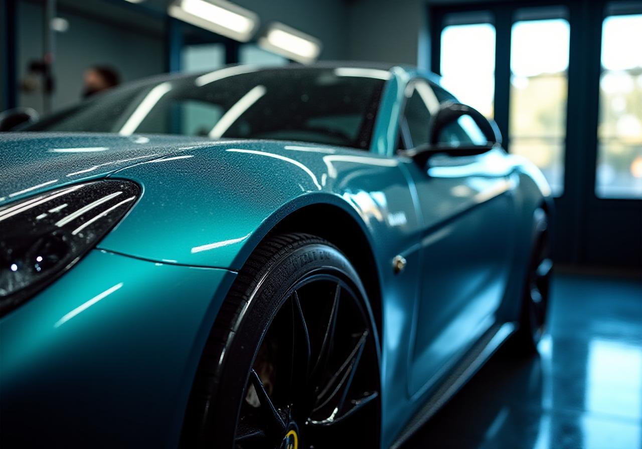 Auto di lusso durante un trattamento di detailing profondo